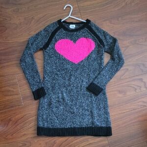 Circo Girl Black and Pink Heart Knit Dress Sweater